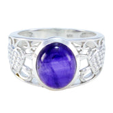 Maria Purple Solitaire Ring India with Silver Filigree Amethyst Purple